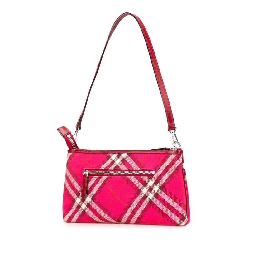 Burberry Supernova Check Canvas Pochette Pink Canvas Good condition - Back View