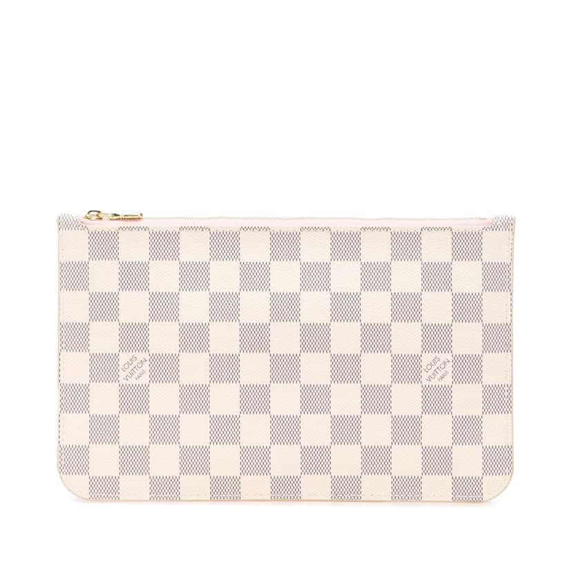 Louis Vuitton Damier Azur Neverfull Pouch MM White Canvas Good condition - Front View