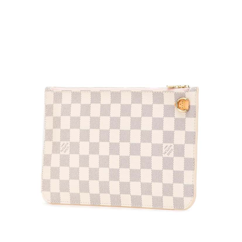 Louis Vuitton Damier Azur Neverfull Pouch MM White Canvas Good condition - Back View