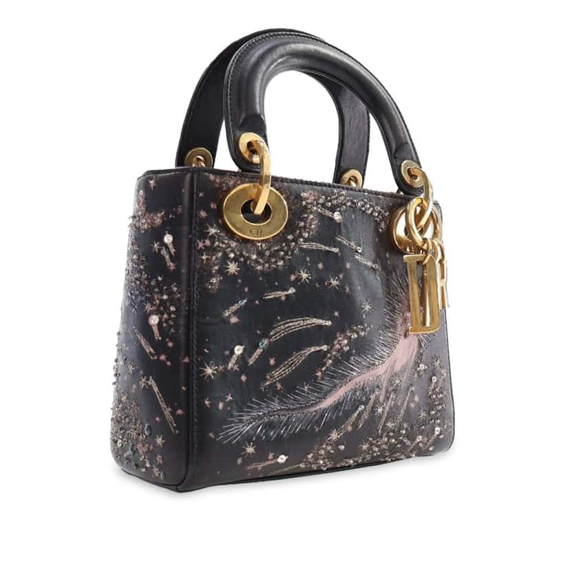 Dior Mini Lambskin I Feel Blue Lady Dior Black Leather Good condition - Back View