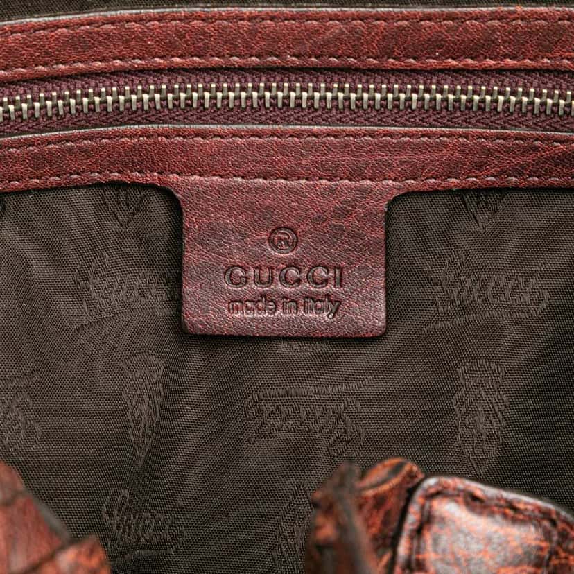 Gucci Guccissima Trimmed Leather Bamboo Libeccio Tote Brown Leather Good condition - Box View