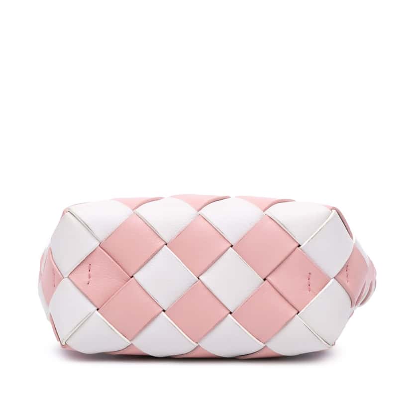 Loewe Mini Woven Calfskin Gingham Basket Bag Pink Leather Good condition - Inside View