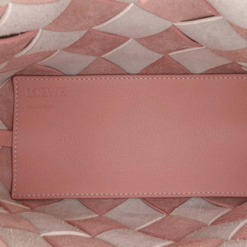Loewe Mini Woven Calfskin Gingham Basket Bag Pink Leather Good condition - Model View