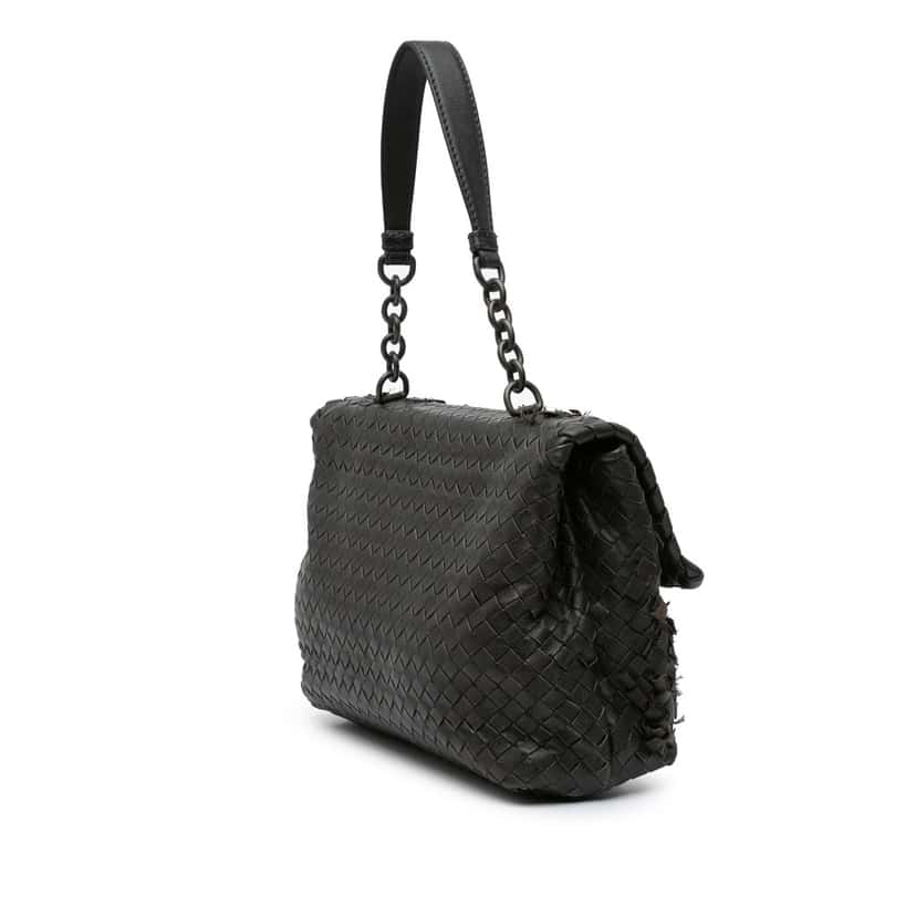 Bottega Veneta Nappa Intrecciato Tobu Olimpia Shoulder Bag Black Leather Good condition - Back View