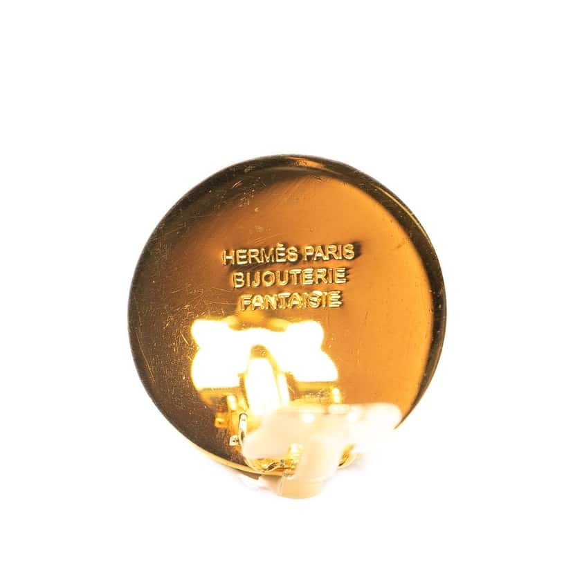 Hermès Caleche Horse Clip On Earrings Gold Metal Good condition - Inside View