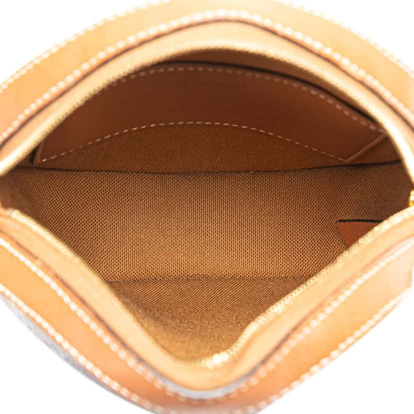 Celine Triomphe Coated Canvas Round Purse on Strap Brown Canvas Good condition - Model View