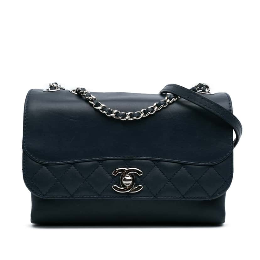 Chanel Mini Calfskin Tramezzo Flap Blue Leather Good condition - Front View