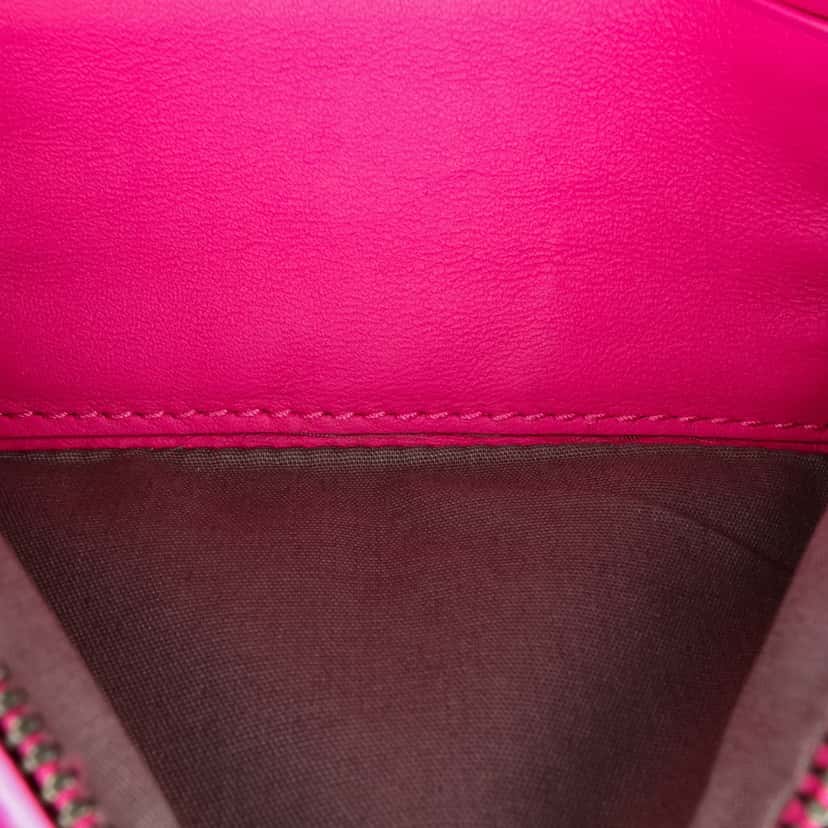 Bottega Veneta Small Calfskin Intrecciomirage Embossed Butterfly Chain Crossbody Pink Leather Good condition - Box View