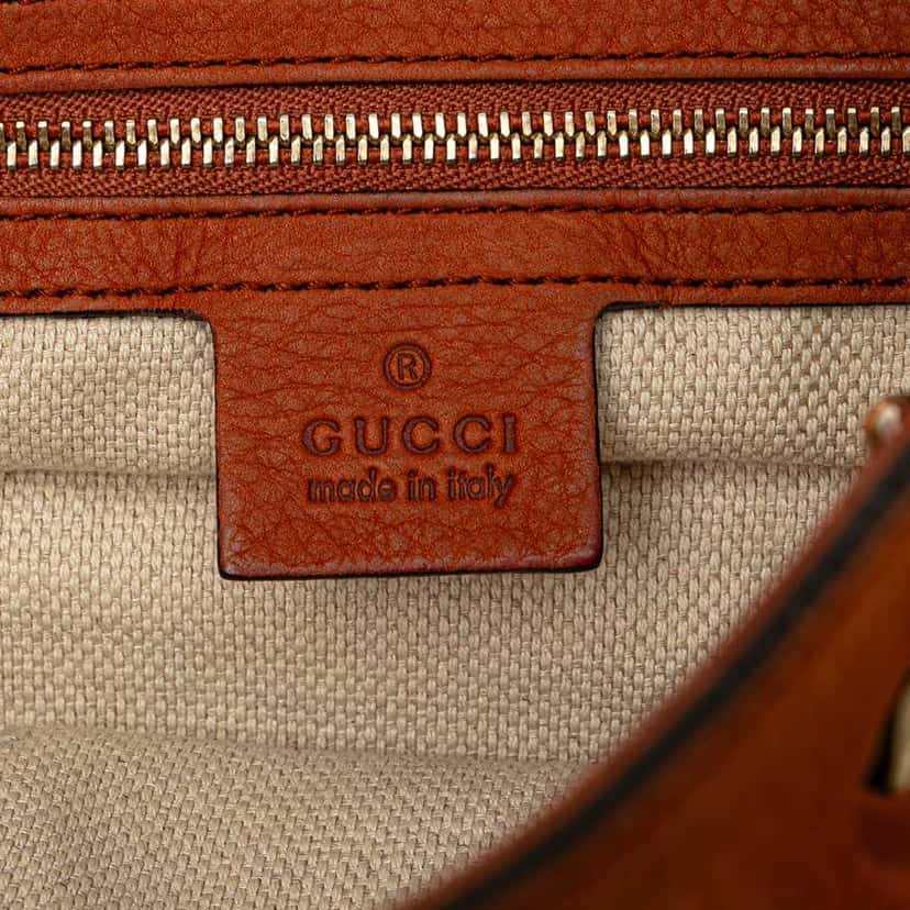Gucci Medium Nubuck Leather Soho Chain Tote Orange Leather Good condition - Box View