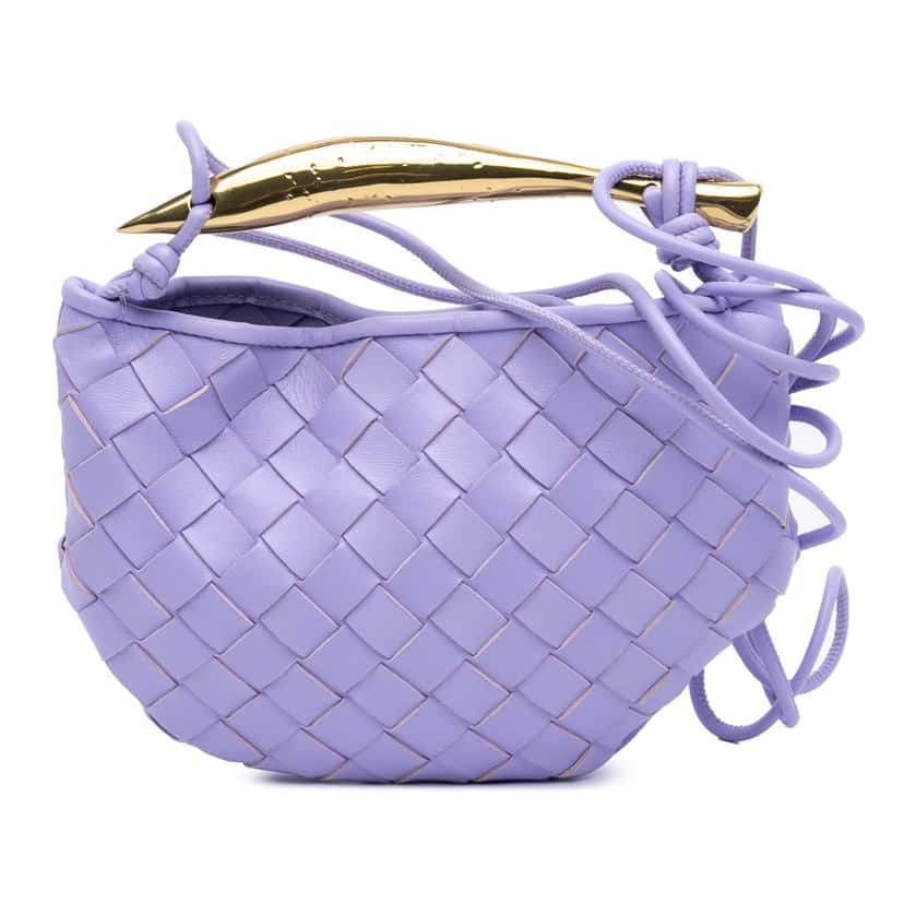 Bottega Veneta Baby Lambskin Intrecciato Sardine Bag Purple Leather Good condition - Front View