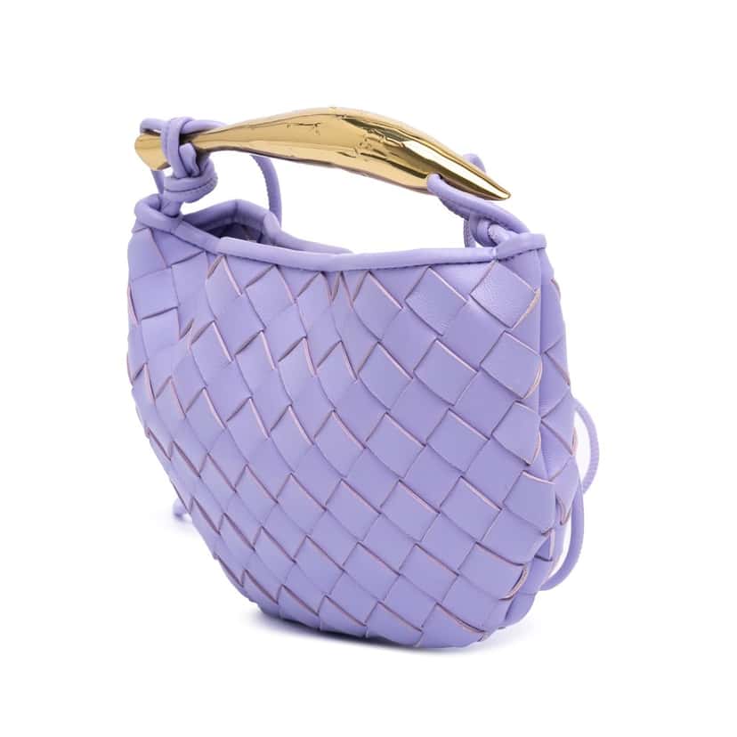 Bottega Veneta Baby Lambskin Intrecciato Sardine Bag Purple Leather Good condition - Back View
