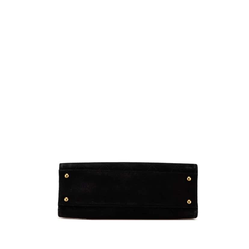 Chanel CC Suede Caviar Stitched Tote Black Leather Good condition - Inside View