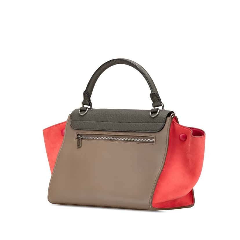 Celine Small Tricolor Leather Trapeze Satchel Brown Leather Good condition - Back View