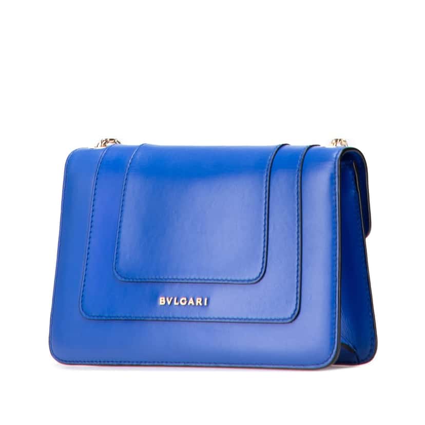 Bvlgari Small Leather Serpenti Forever Chain Crossbody Blue Leather Good condition - Back View