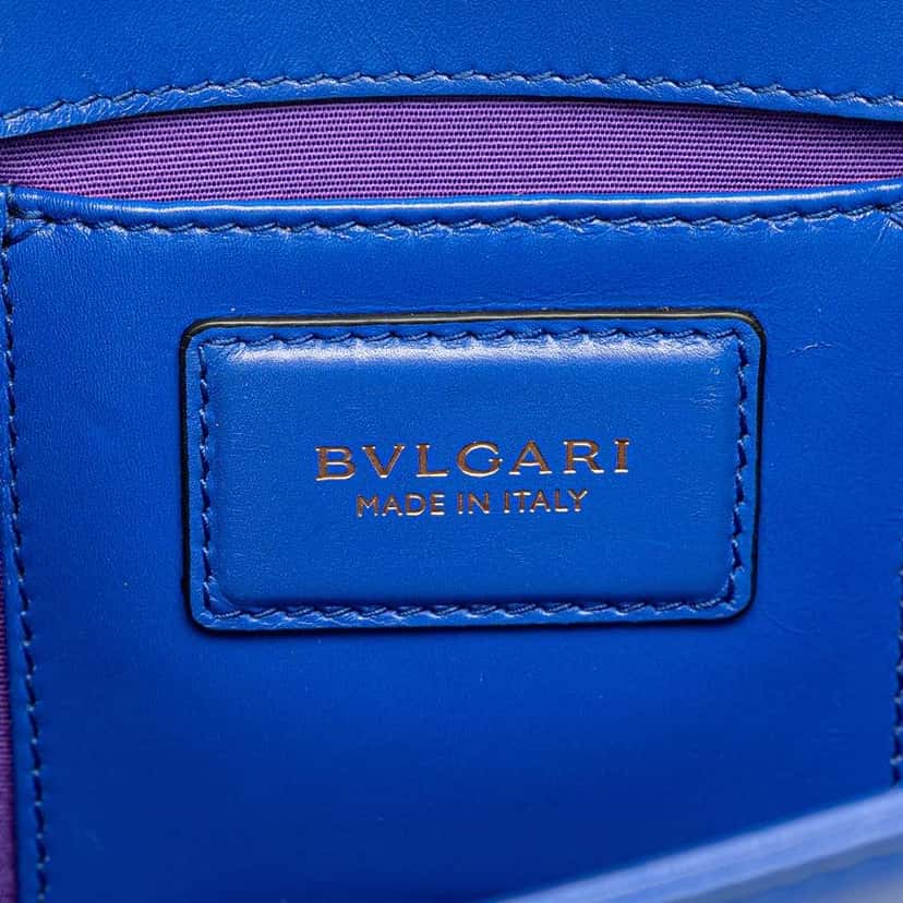 Bvlgari Small Leather Serpenti Forever Chain Crossbody Blue Leather Good condition - Box View