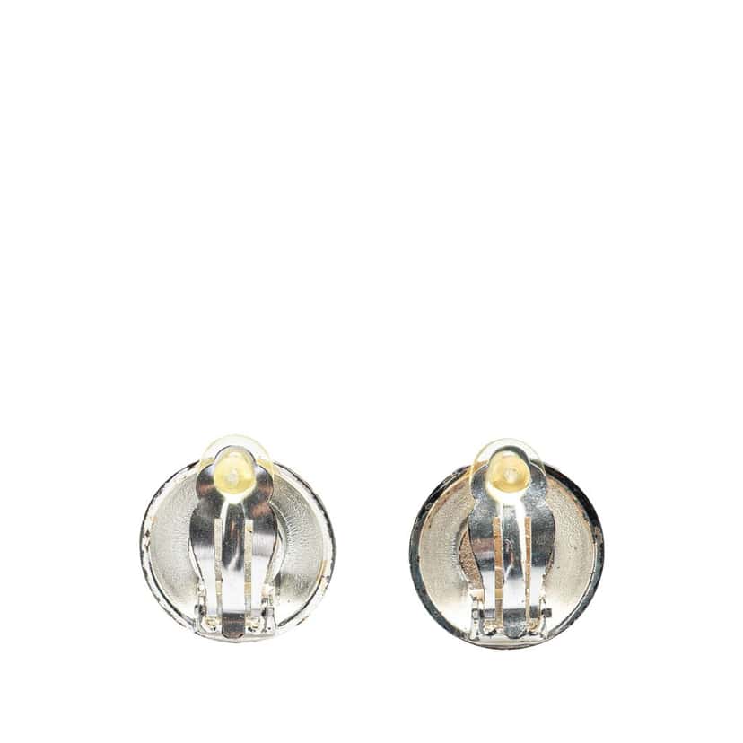 Chanel Gold Plated Silver CC Round Clip on Earrings Gold Metal Good condition - Back View