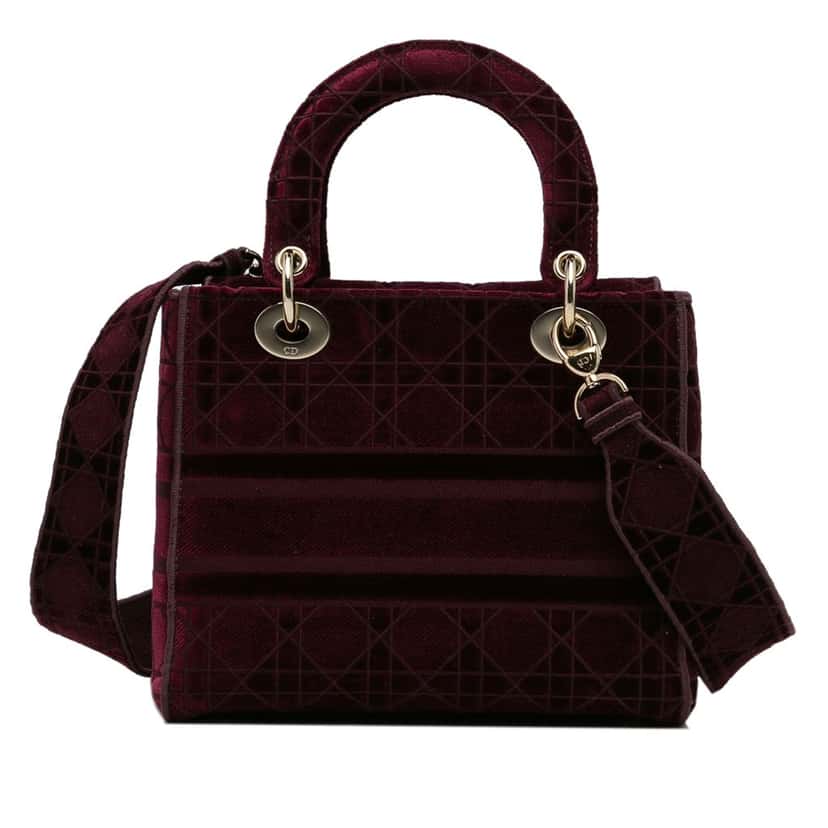 Dior Medium Velvet Cannage Lady D Lite Red Velvet Good condition - Inside View
