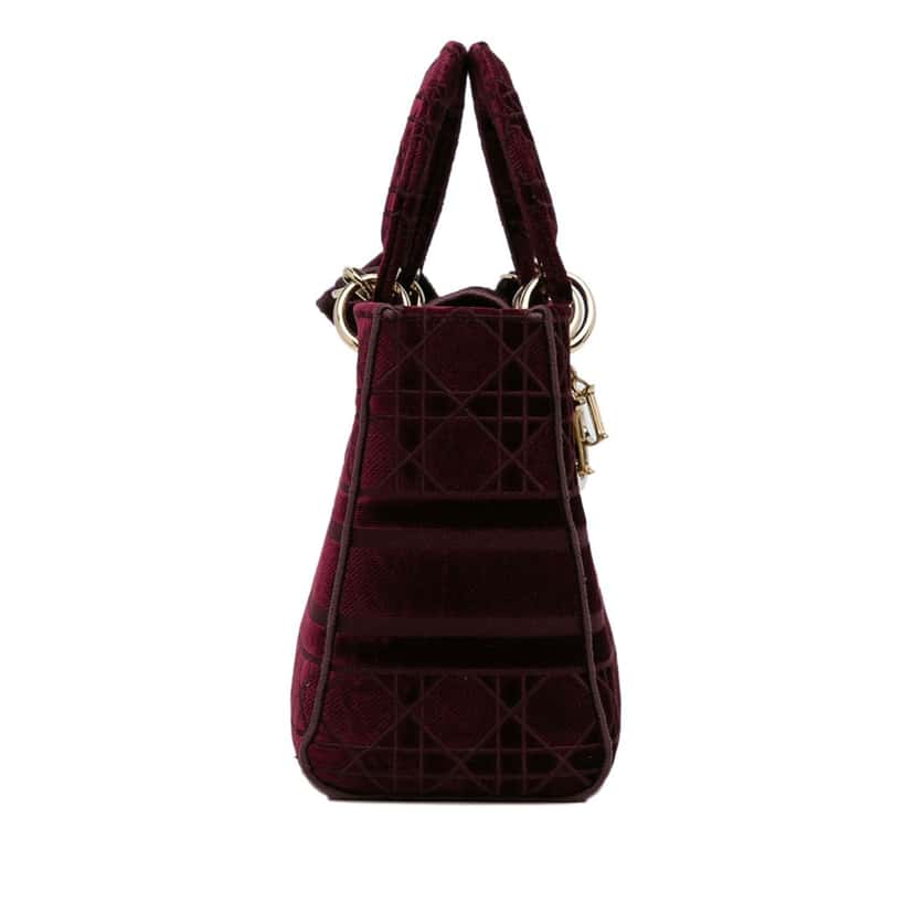 Dior Medium Velvet Cannage Lady D Lite Red Velvet Good condition - Model View