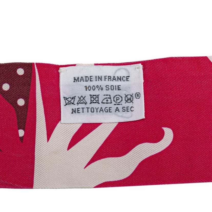 Hermès Astrologie A Pois Silk Twilly Scarf Red Silk Good condition - Inside View
