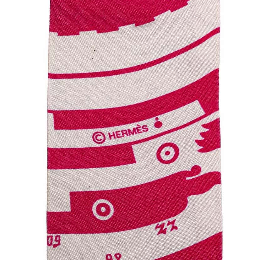Hermès Astrologie A Pois Silk Twilly Scarf Red Silk Good condition - Model View