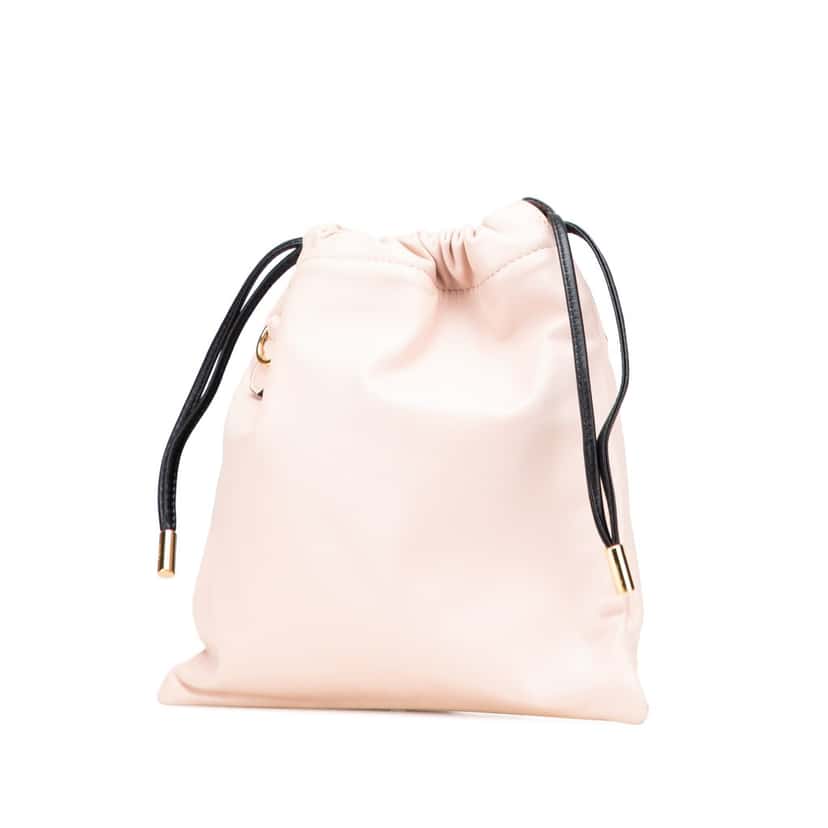 Fendi Small Leather Logo Drawstring Crossbody Pink Leather Good condition - Back View