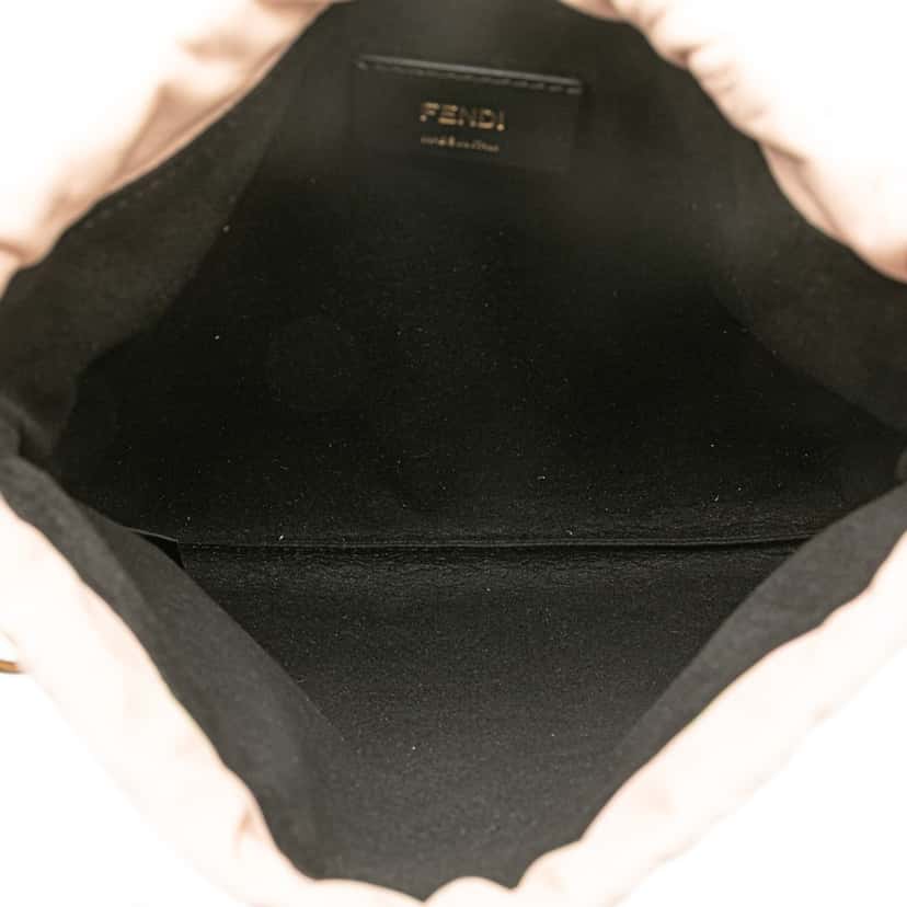 Fendi Small Leather Logo Drawstring Crossbody Pink Leather Good condition - Model View