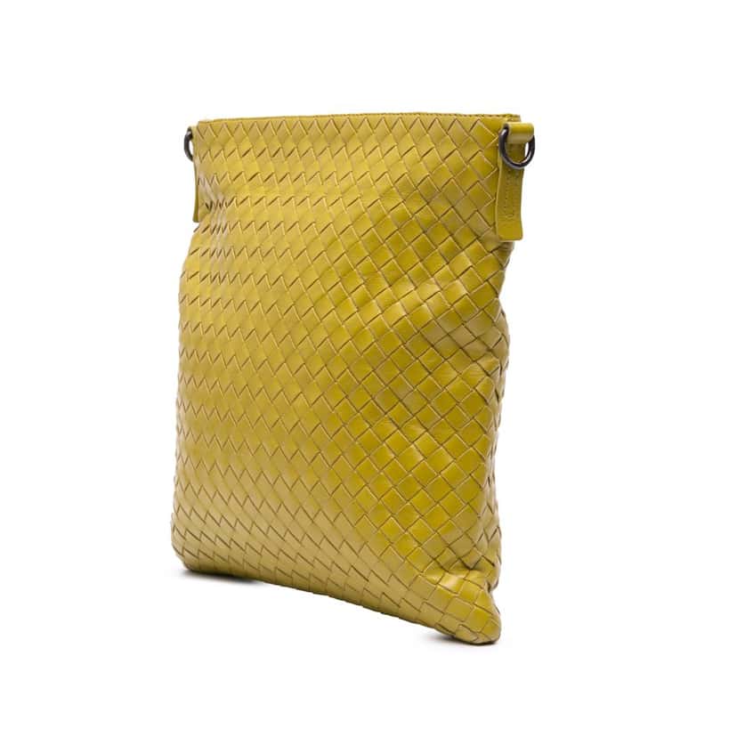 Bottega Veneta Nappa Intrecciato Crossbody Yellow Leather Good condition - Back View
