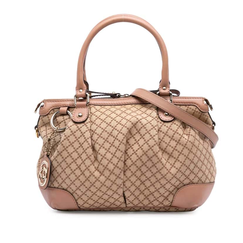 Gucci Diamante Canvas Sukey Satchel Brown Canvas Good condition - Front View