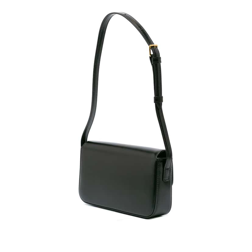 Celine Shiny Calfskin Claude Shoulder Bag Black Leather Good condition - Back View