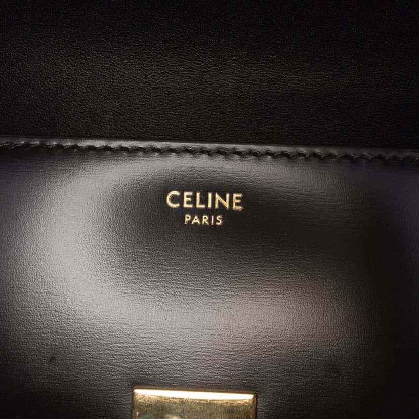 Celine Shiny Calfskin Claude Shoulder Bag Black Leather Good condition - Box View