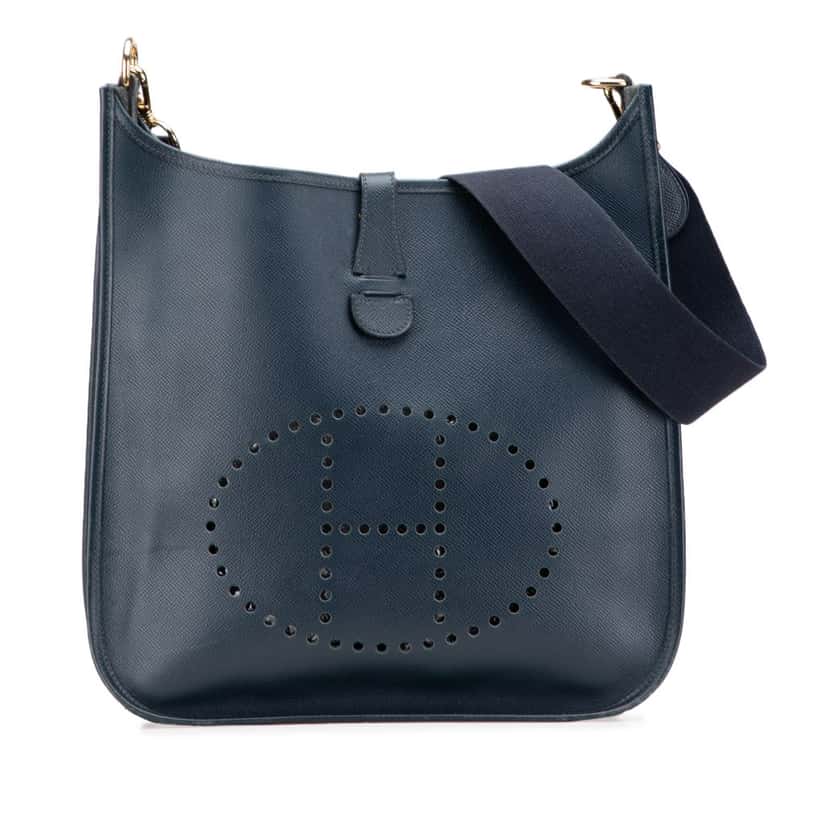 Hermès Courchevel Evelyne I GM Blue Leather Good condition - Front View