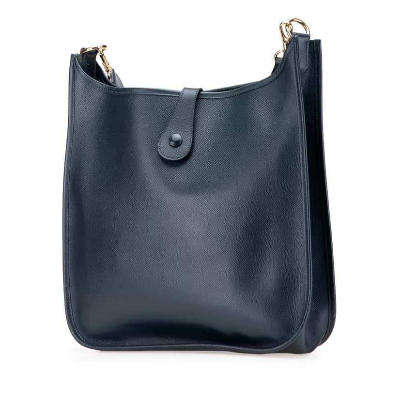 Hermès Courchevel Evelyne I GM Blue Leather Good condition - Back View