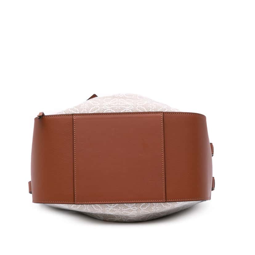 Loewe Small Leather and Anagram Canvas Hammock Bag Brown Leather Good condition - Inside View