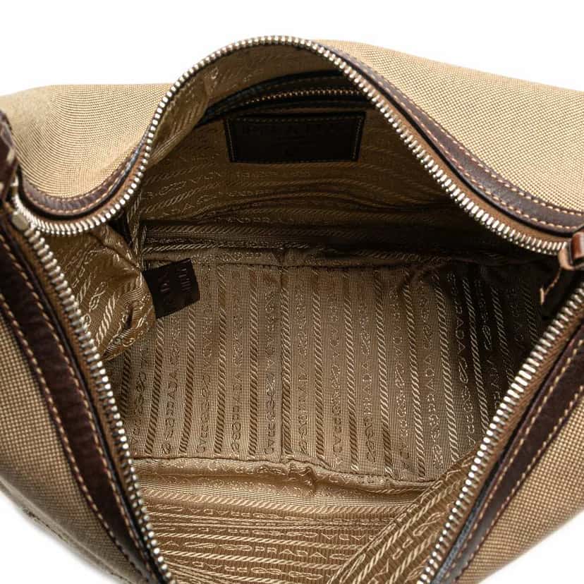 Prada Canvas Canapa Logo Shoulder Bag Brown Canvas Good condition - Model View