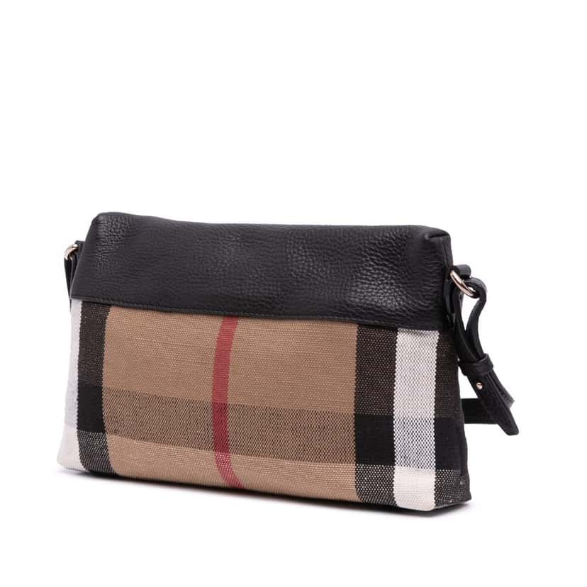 Burberry Small House Check Canvas Farley Crossbody Brown Canvas Good condition - Back View