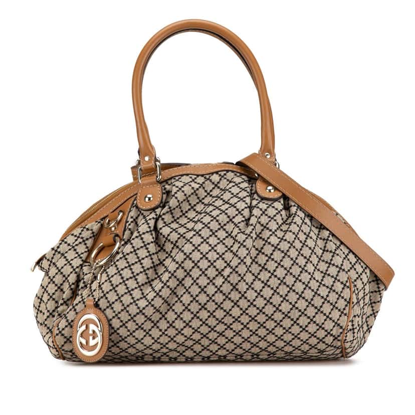 Gucci Diamante Canvas Sukey Satchel Brown Canvas Good condition - Front View