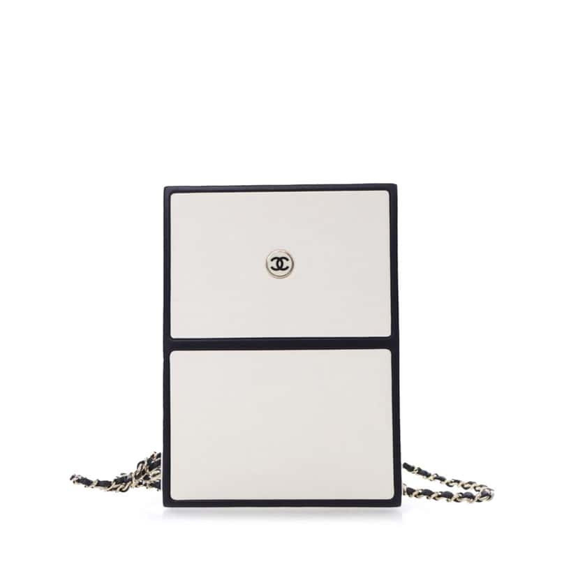 Chanel Calfskin Chanel No.5 Perfume Box Evening Clutch White Leather Good condition - Back View