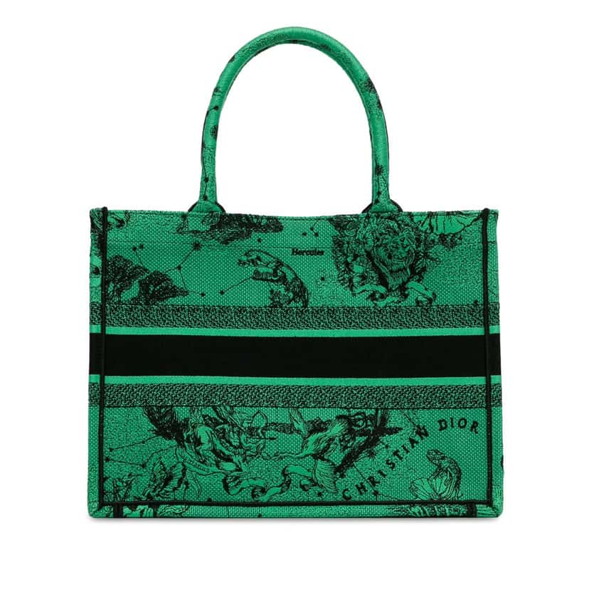 Dior Medium Embroidered Canvas Book Tote Green Canvas Good condition - Inside View
