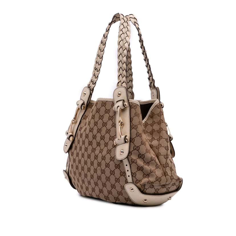 Gucci Small GG Canvas Horsebit Pelham Shoulder Bag Brown Canvas Good condition - Back View