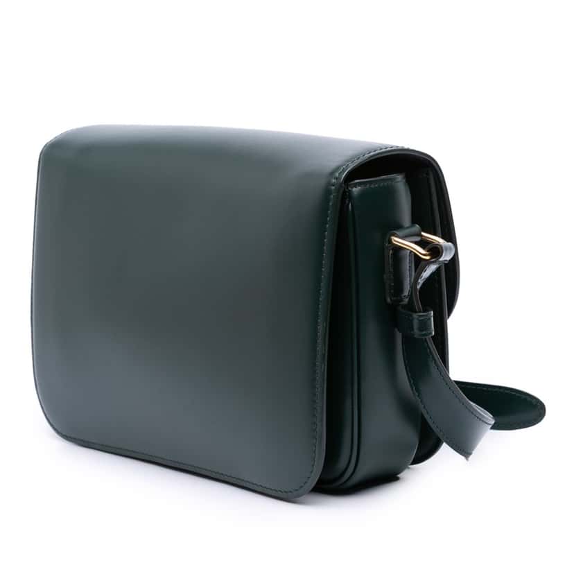 Celine Classique Shiny Calfskin Triomphe Crossbody Green Leather Good condition - Back View