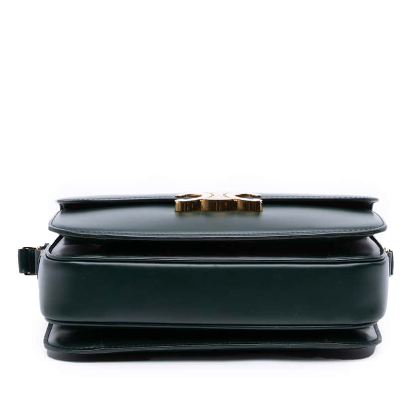 Celine Classique Shiny Calfskin Triomphe Crossbody Green Leather Good condition - Inside View