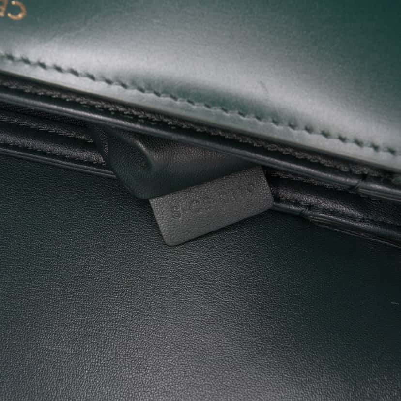 Celine Classique Shiny Calfskin Triomphe Crossbody Green Leather Good condition - Box View