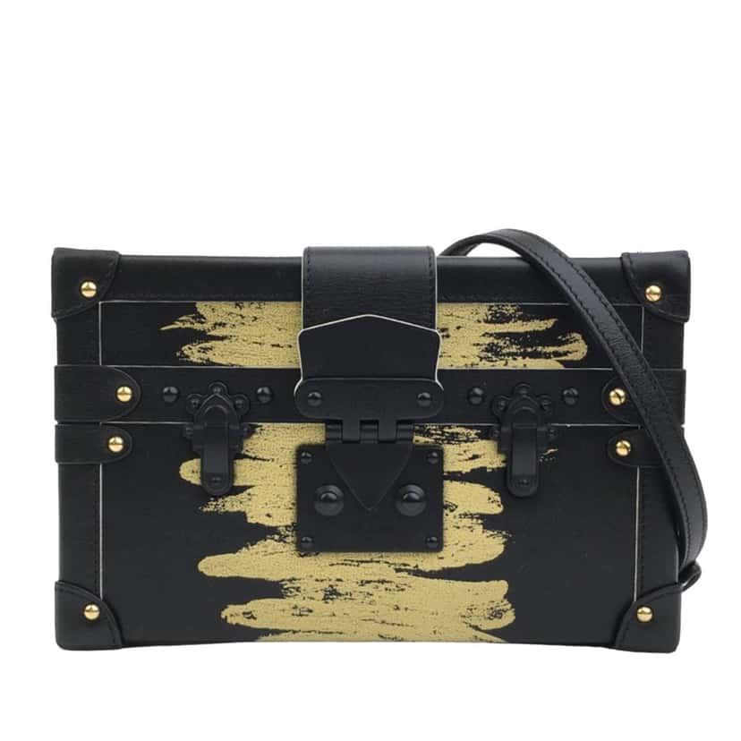 Louis Vuitton Leather Golden Light Petite Malle Black Leather Good condition - Front View