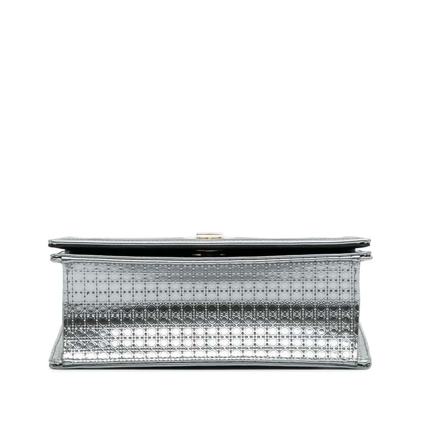 Dior Small Metallic Patent Microcannage Diorama Flap Silver Leather Good condition - Inside View