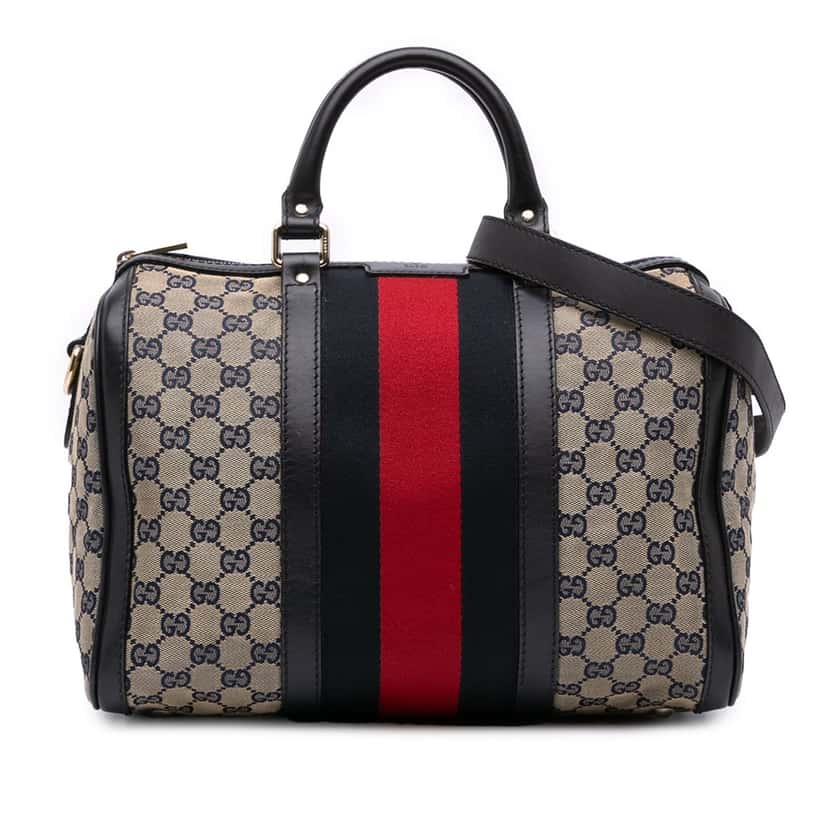 Gucci GG Canvas Web Joy Boston Bag Brown Canvas Good condition - Front View