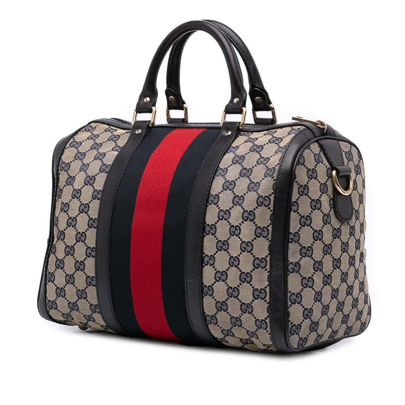 Gucci GG Canvas Web Joy Boston Bag Brown Canvas Good condition - Back View