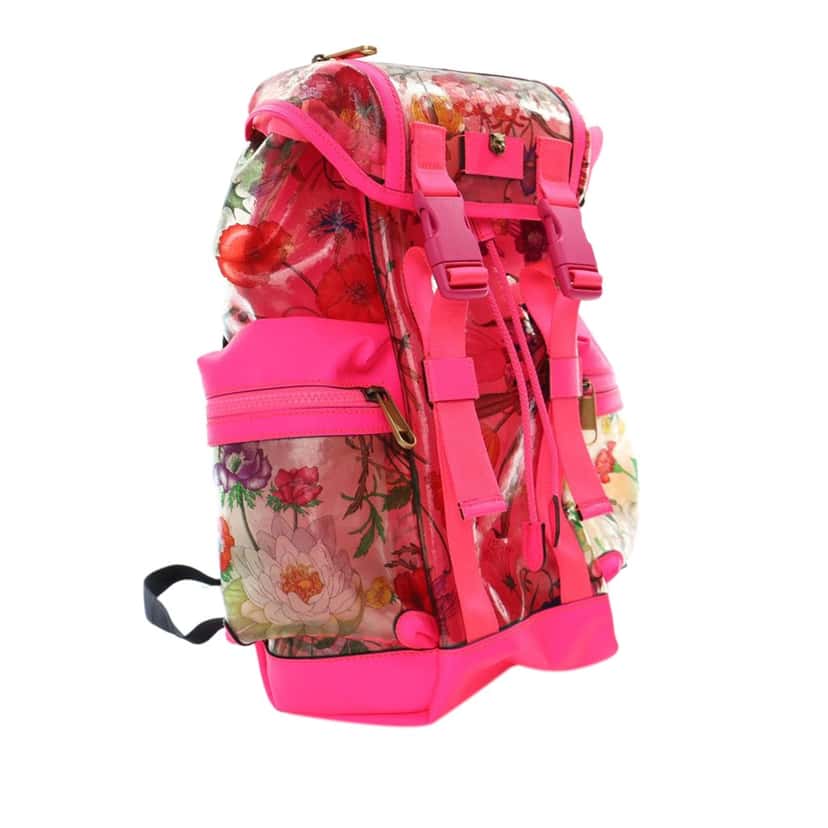 Gucci PVC Flora Techpack Backpack Pink Good condition - Back View