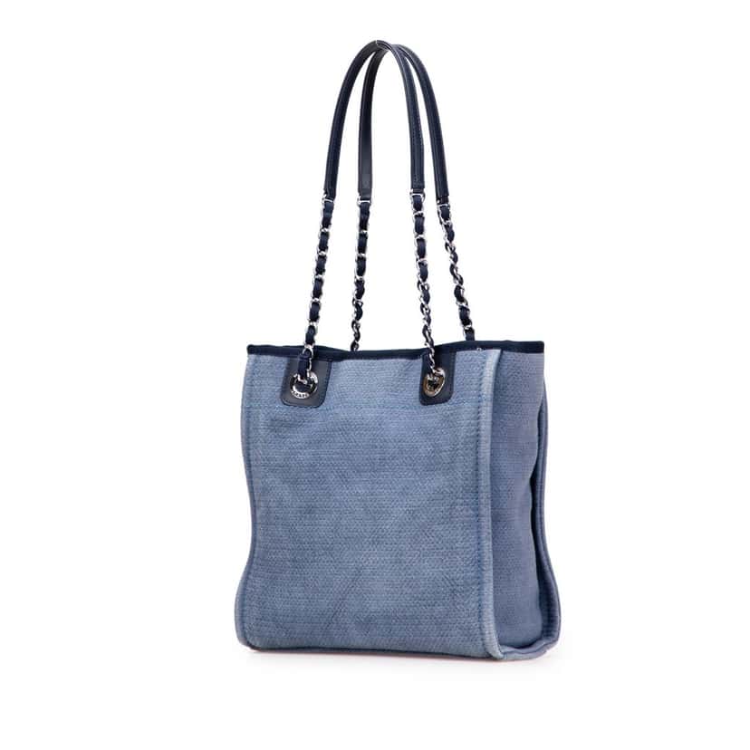 Chanel Mini Canvas Deauville Tote Blue Canvas Good condition - Back View