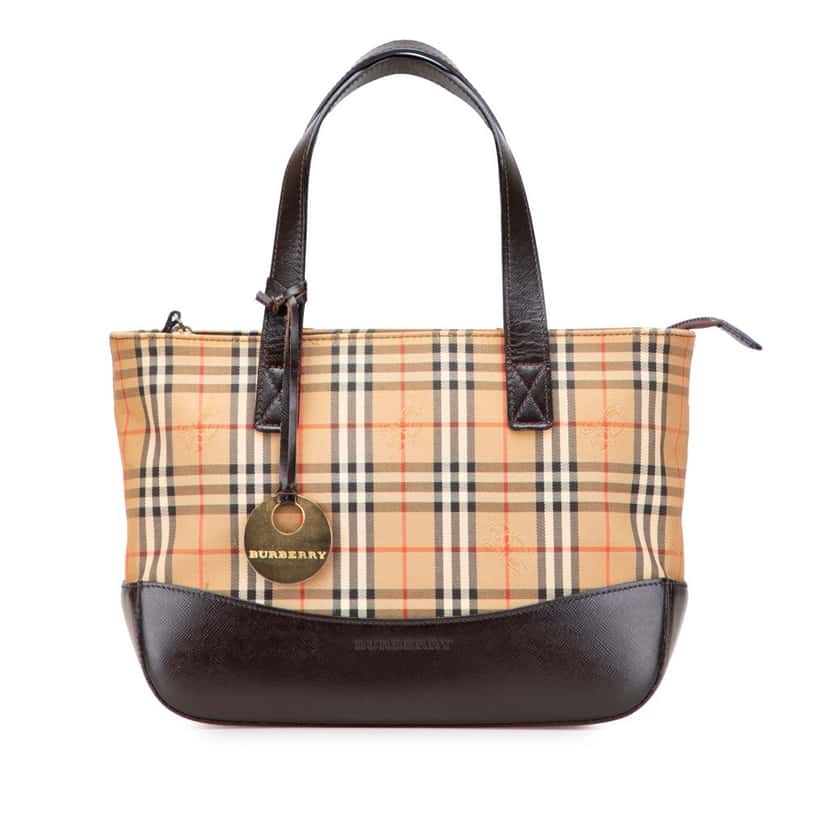 Burberry Haymarket Check Canvas Handbag Brown Canvas Good condition - Front View