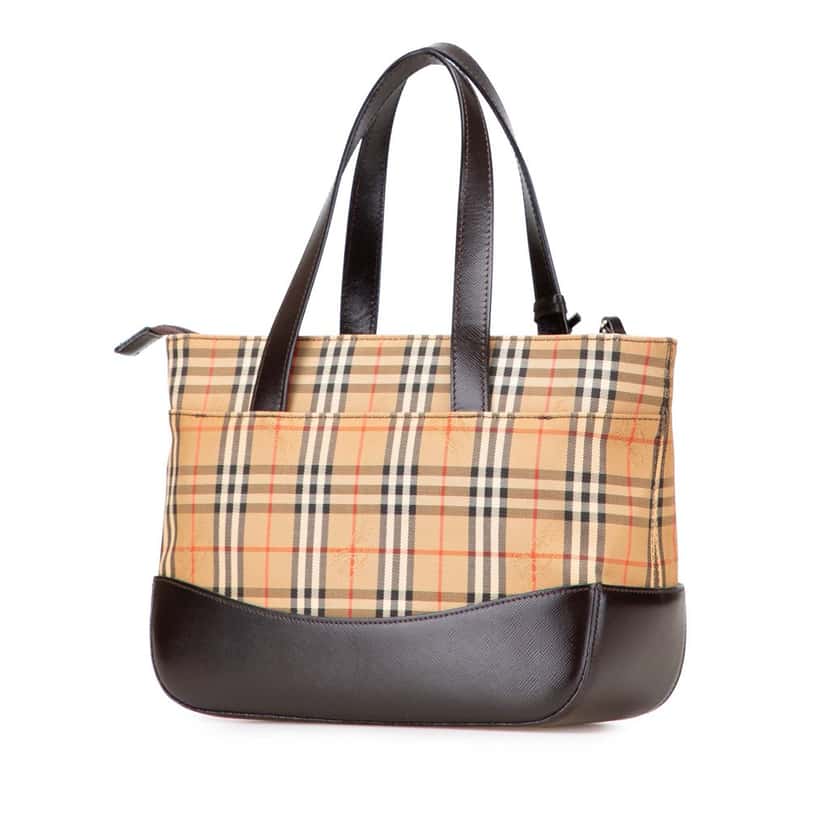 Burberry Haymarket Check Canvas Handbag Brown Canvas Good condition - Back View
